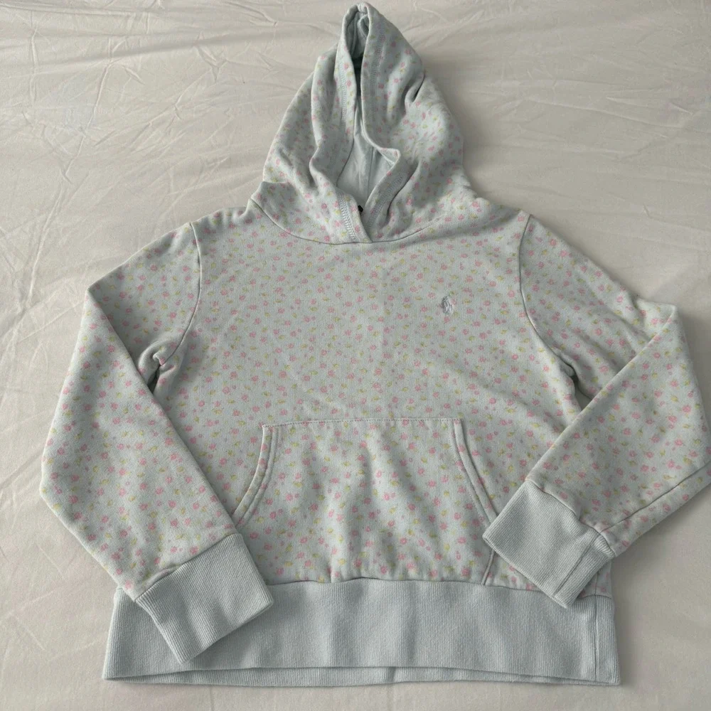 Polo Ralph Lauren Girls 2pc Floral Cotton Sweatshirt & Short Set Sz 8-10(M)